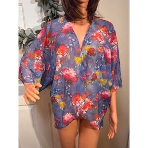 NEW Chunoy floral kimono cardigan lightweight semi-sheer Size Medium